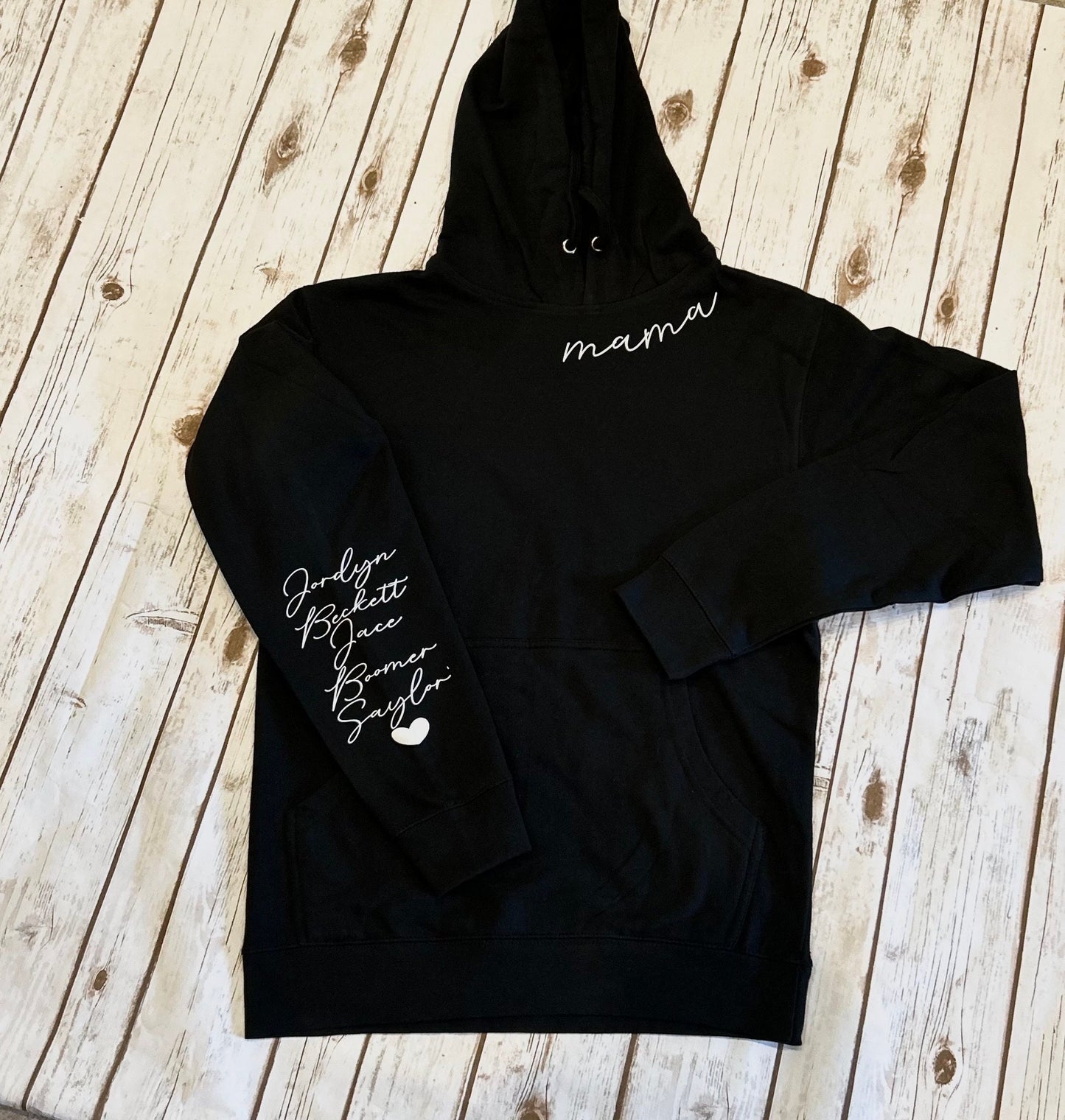 Custom Mama Sweatshirt: Personalized Kid Names Sleeve, Mom Gift