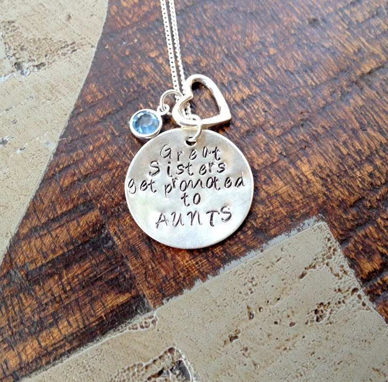 Great Sisters Get Promoted to Aunt Aunt Necklace Aunt Jewelry Personalized Jewelry Handstamped Jewelry Name Necklace Auntie Necklace