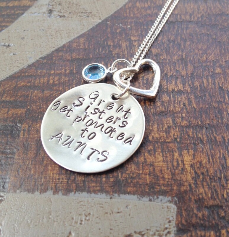 Great Sisters Get Promoted to Aunt Aunt Necklace Aunt Jewelry Personalized Jewelry Handstamped Jewelry Name Necklace Auntie Necklace