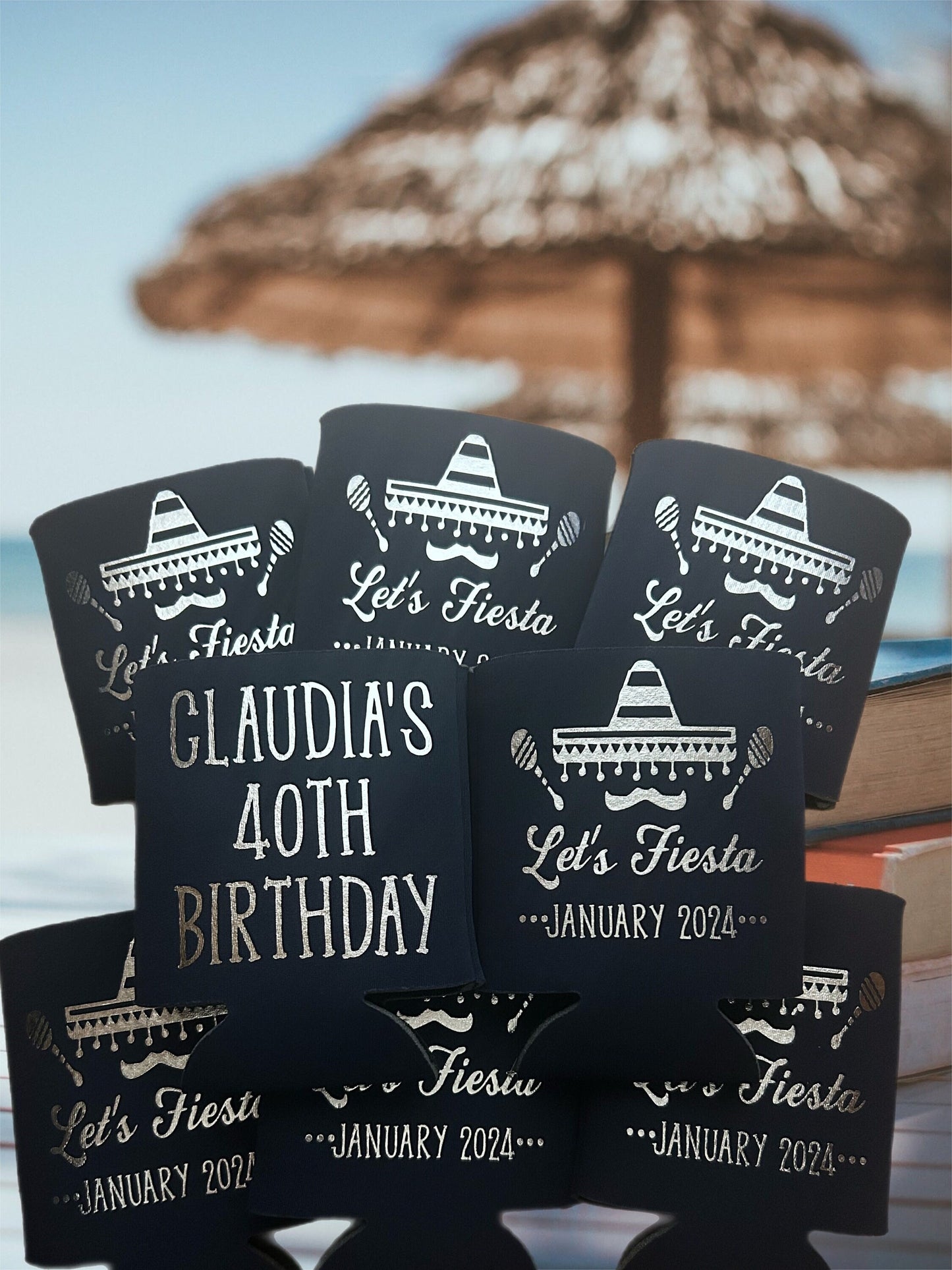 Personalized Fiesta Birthday Can Cooler: Custom Party Favor