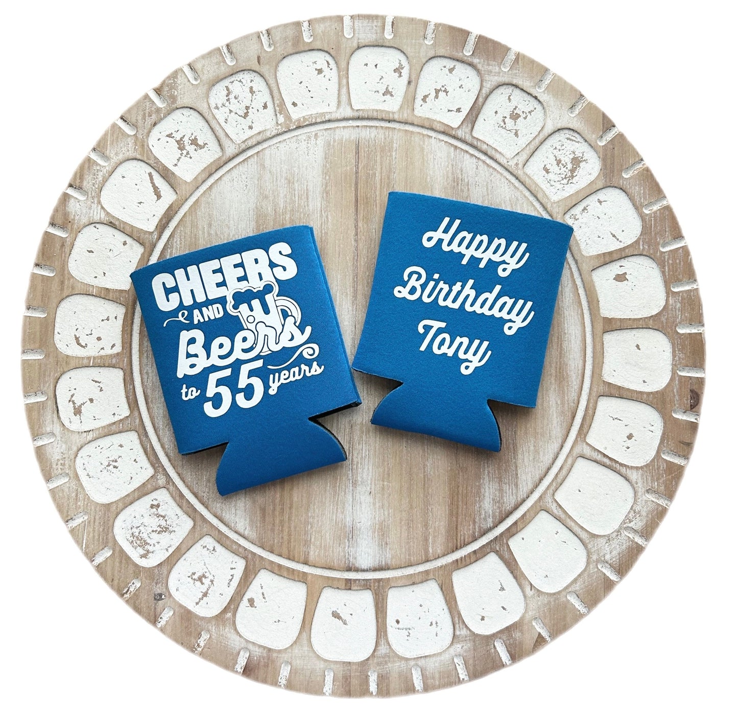 Personalized 55th Birthday Can Coolers: Cheers to 55 Years Party Favors