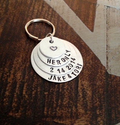 Her Only Keychain Handstamped Keychain Personalize Gift Gift for the Groom Wedding Gift Couples Keychain Anniversary Keychain Valentines Day