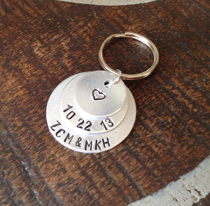 Couples Keychain Gift for Husband Gift for Wife Handstamped Keychain Personalized Keychain Anniversary Keychain