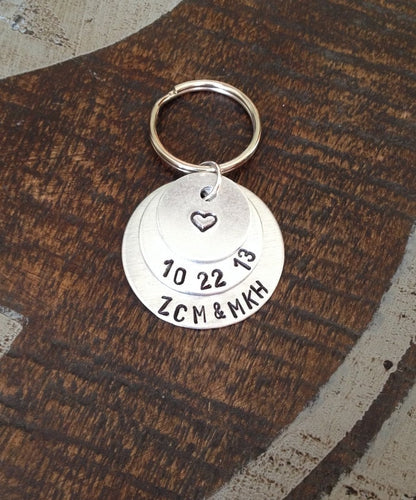 Couples Keychain Gift for Husband Gift for Wife Handstamped Keychain Personalized Keychain Anniversary Keychain