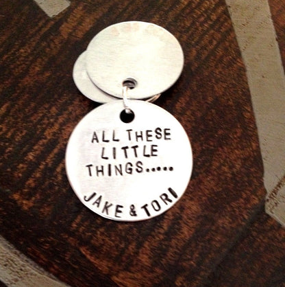 Her Only Keychain Handstamped Keychain Personalize Gift Gift for the Groom Wedding Gift Couples Keychain Anniversary Keychain Valentines Day