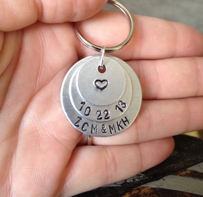 Couples Keychain Gift for Husband Gift for Wife Handstamped Keychain Personalized Keychain Anniversary Keychain