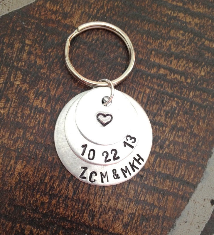 Couples Keychain Gift for Husband Gift for Wife Handstamped Keychain Personalized Keychain Anniversary Keychain