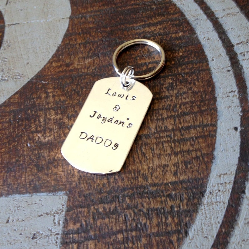 Handstamped Keychain Mens Keychain Dad Keychain Customized Keychain Personalized Mens Keychain Father Keychain