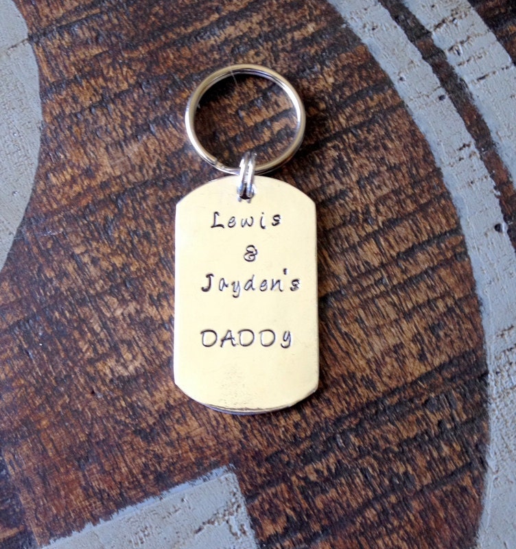 Handstamped Keychain Mens Keychain Dad Keychain Customized Keychain Personalized Mens Keychain Father Keychain