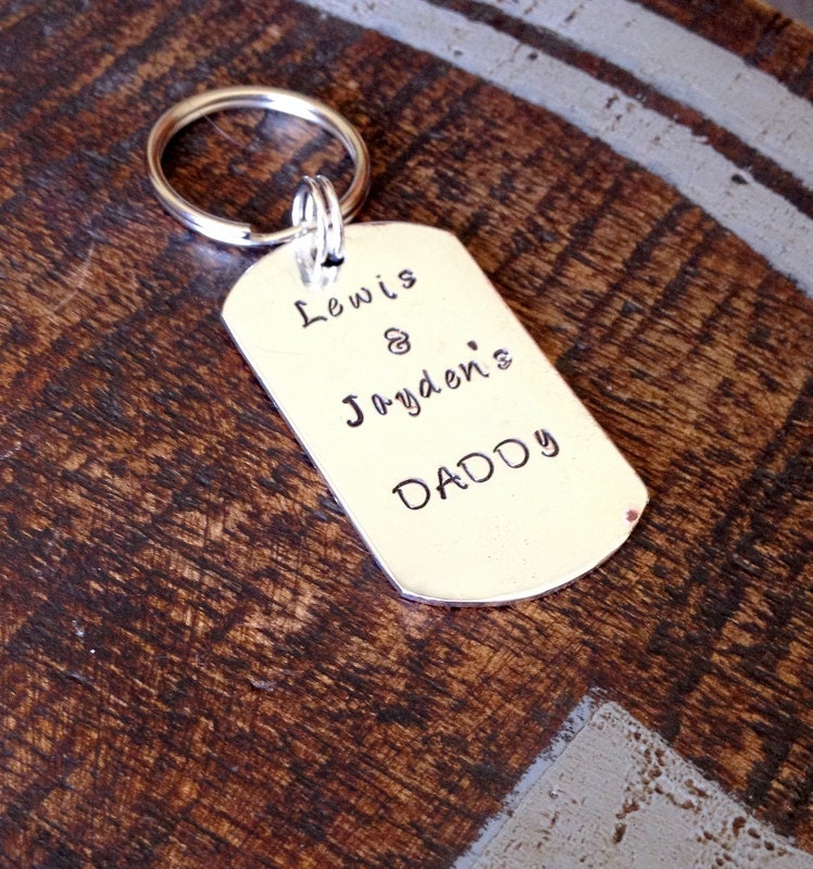 Handstamped Keychain Mens Keychain Dad Keychain Customized Keychain Personalized Mens Keychain Father Keychain