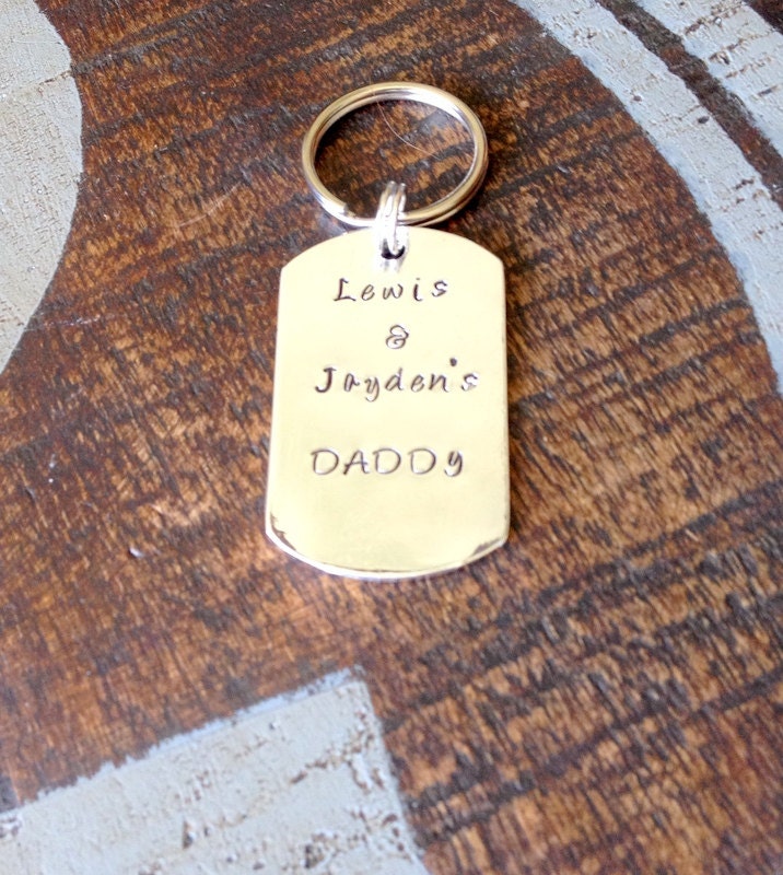 Handstamped Keychain Mens Keychain Dad Keychain Customized Keychain Personalized Mens Keychain Father Keychain