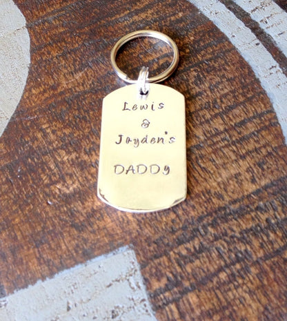 Handstamped Keychain Mens Keychain Dad Keychain Customized Keychain Personalized Mens Keychain Father Keychain