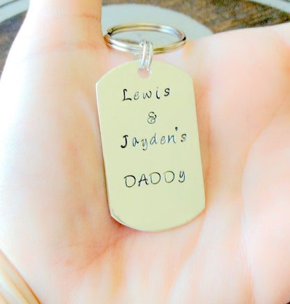 Handstamped Keychain Mens Keychain Dad Keychain Customized Keychain Personalized Mens Keychain Father Keychain