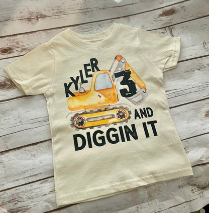 Personalized 3rd Birthday Digger Shirt: Construction Theme