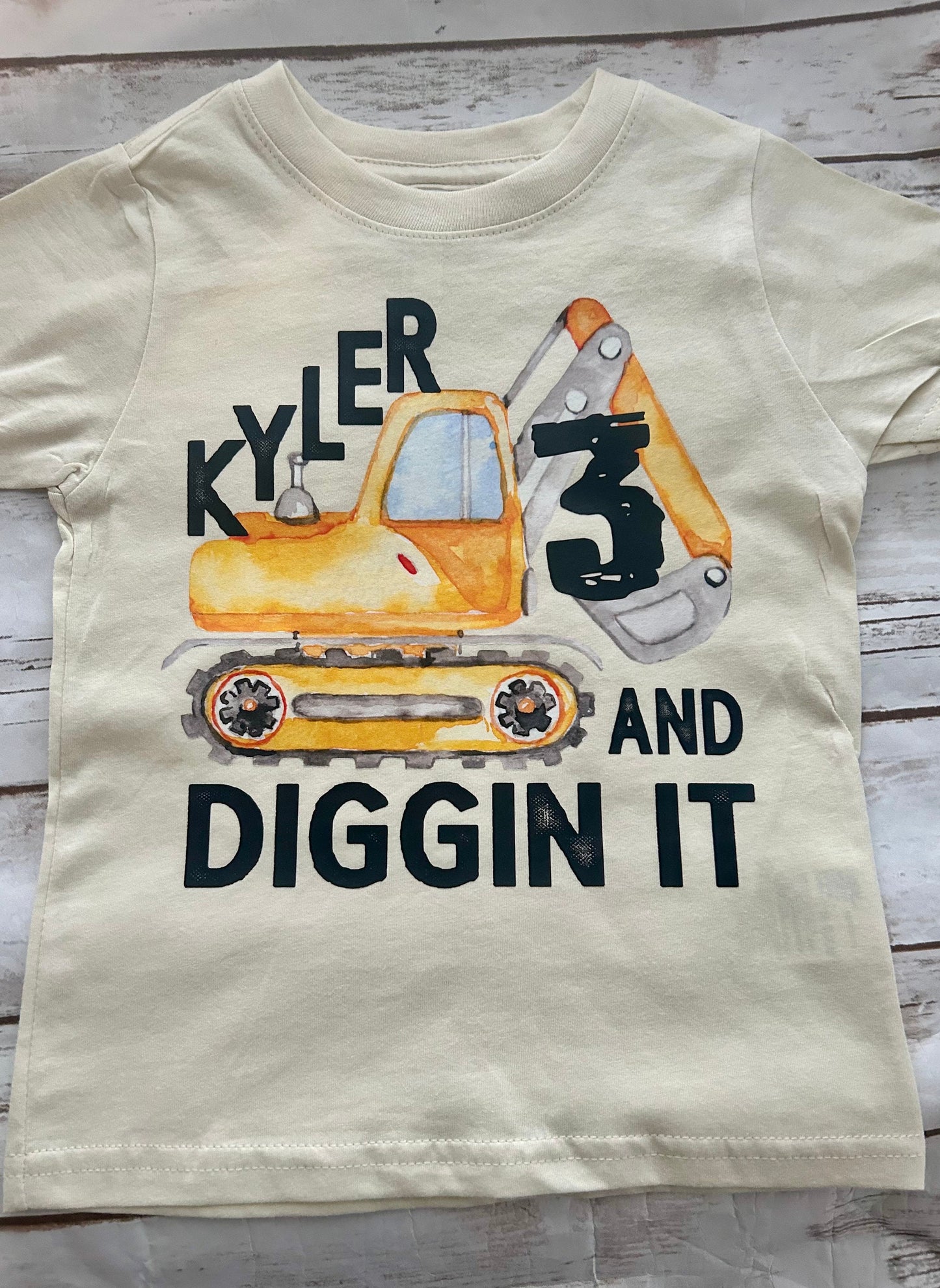 Personalized 3rd Birthday Digger Shirt: Construction Theme