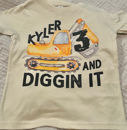 Personalized 3rd Birthday Digger Shirt: Construction Theme