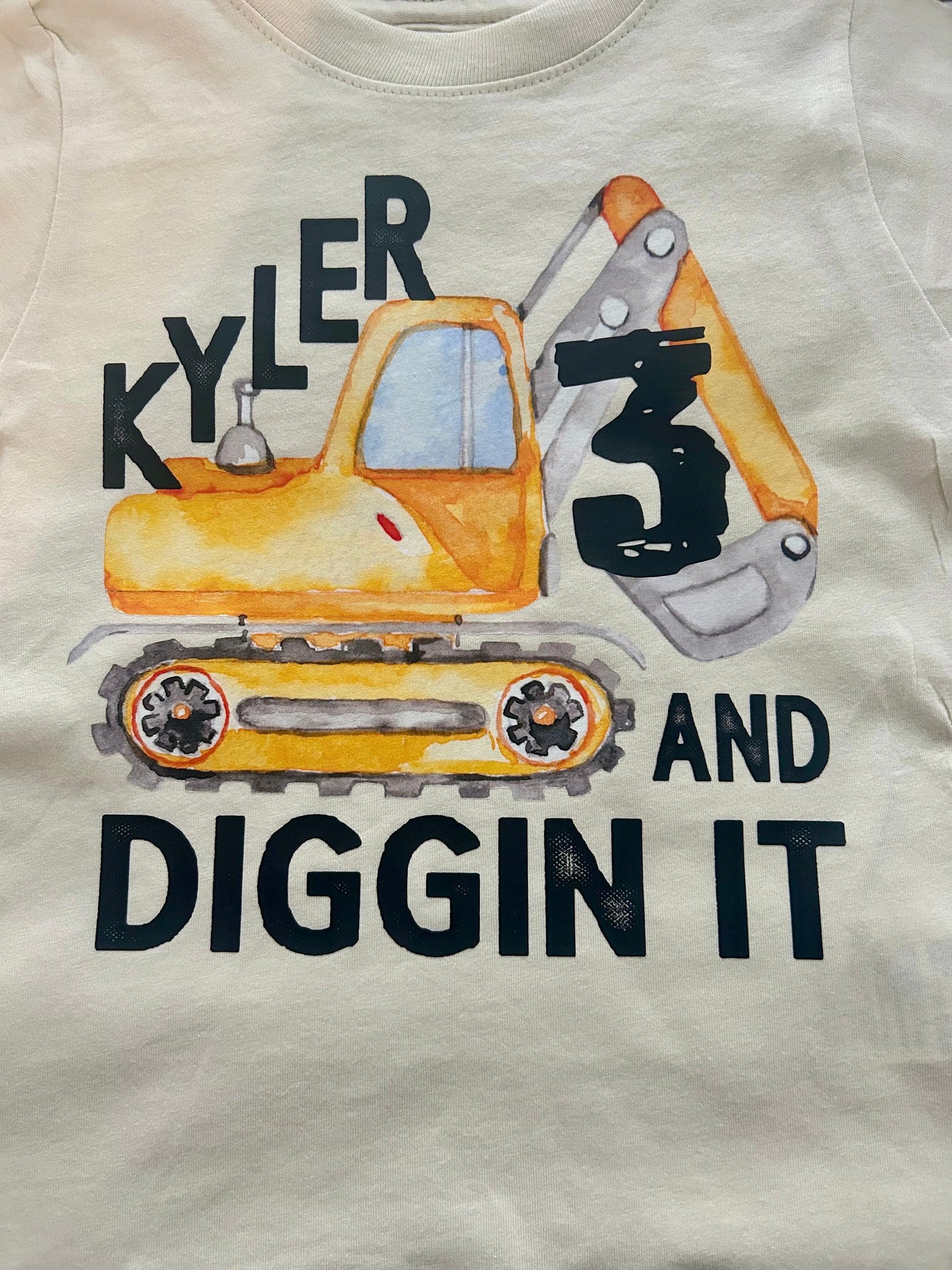 Personalized 3rd Birthday Digger Shirt: Construction Theme