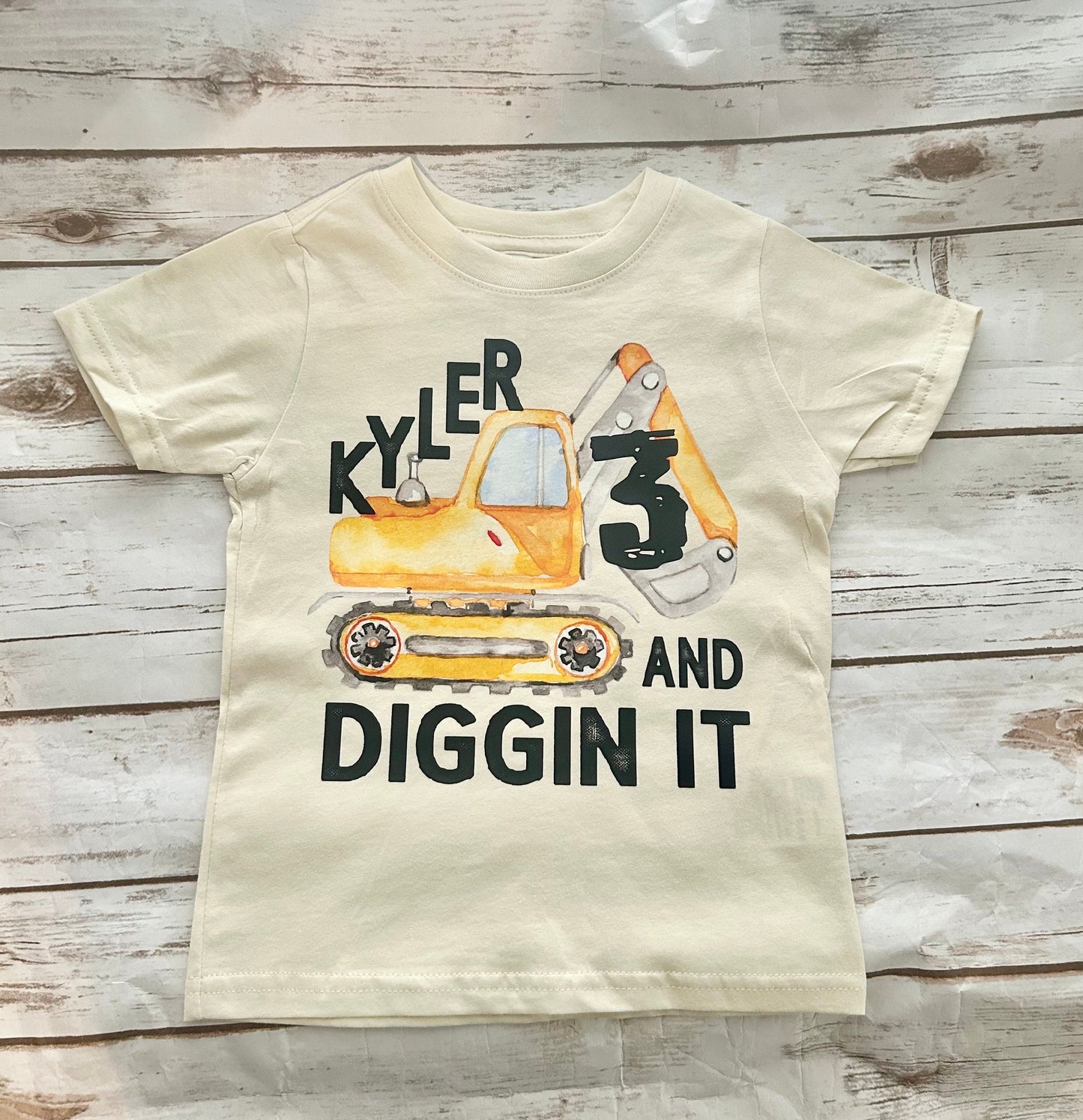 Personalized 3rd Birthday Digger Shirt: Construction Theme