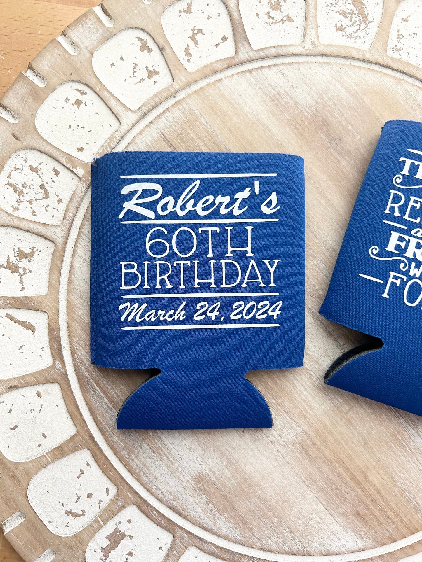 60th Birthday Can Coolers: Personalized Party Favors