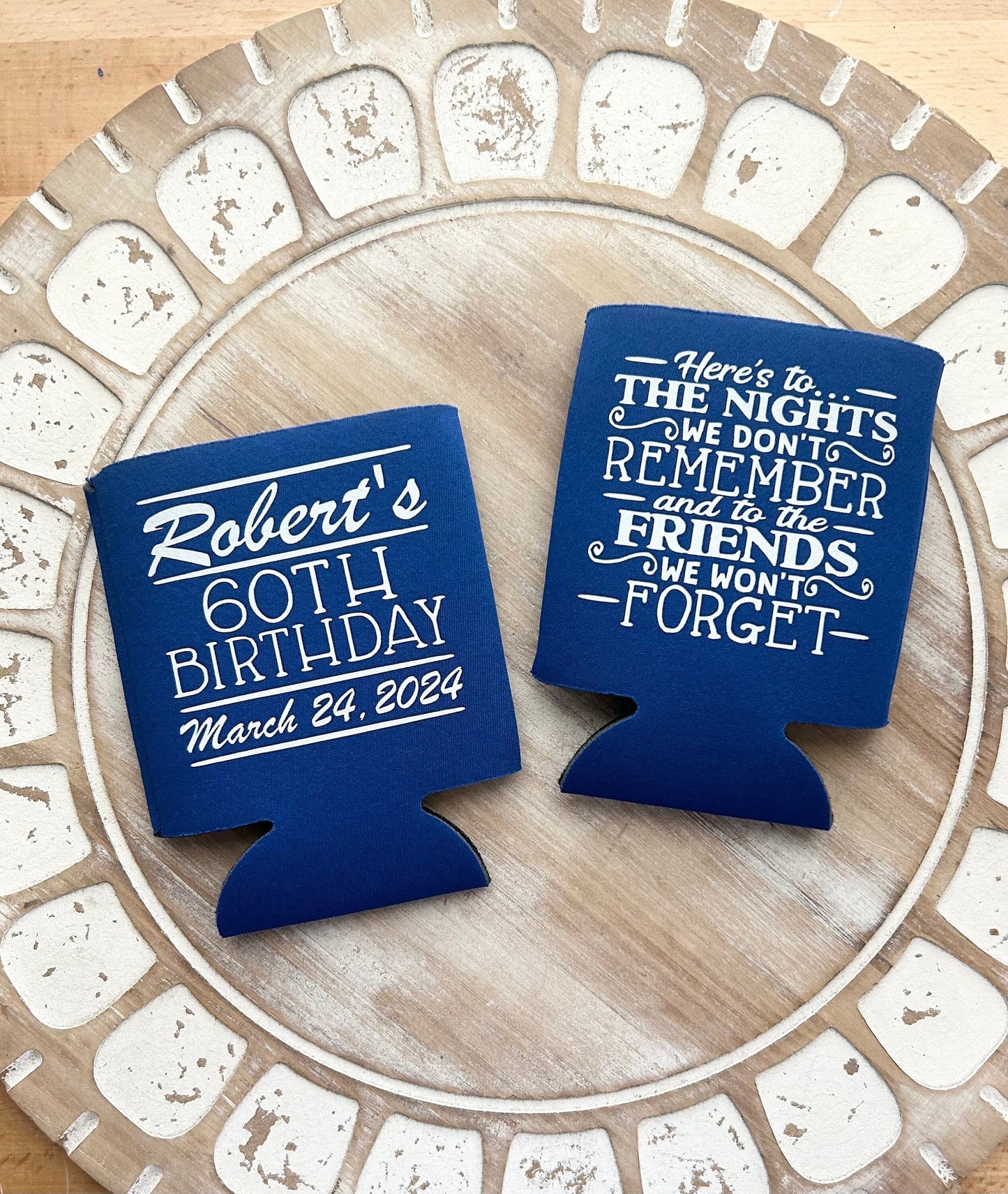 60th Birthday Can Coolers: Personalized Party Favors