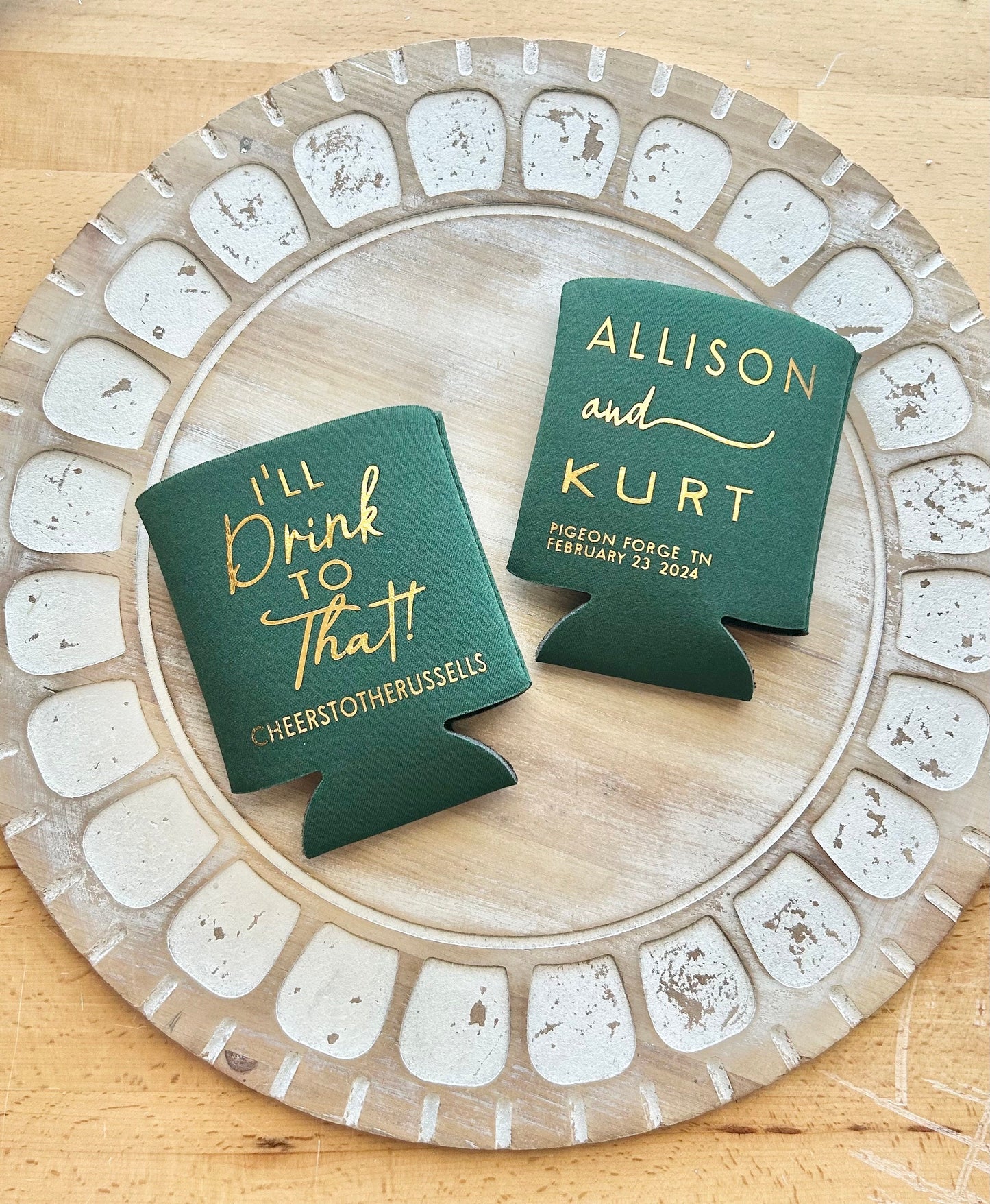 Custom Wedding Can Cooler: "I'll Drink to That" Party Favor