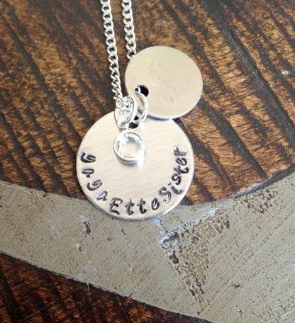 Monogram Necklace Silver Handstamped Necklace Initial Necklace Sorority Necklace Personalized Necklace Sister Jewelry Graduation Gift