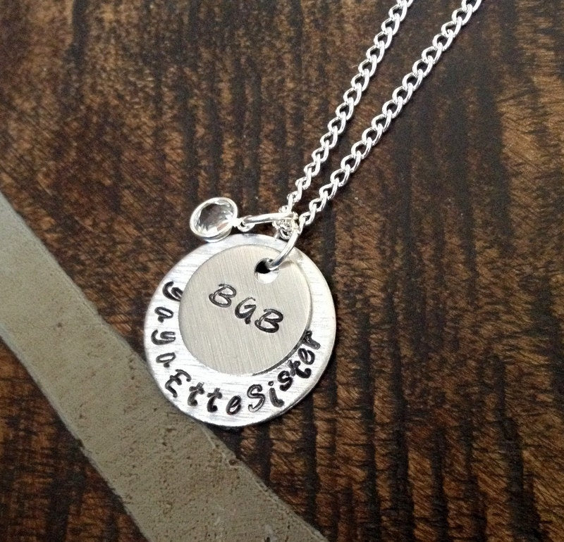 Monogram Necklace Silver Handstamped Necklace Initial Necklace Sorority Necklace Personalized Necklace Sister Jewelry Graduation Gift