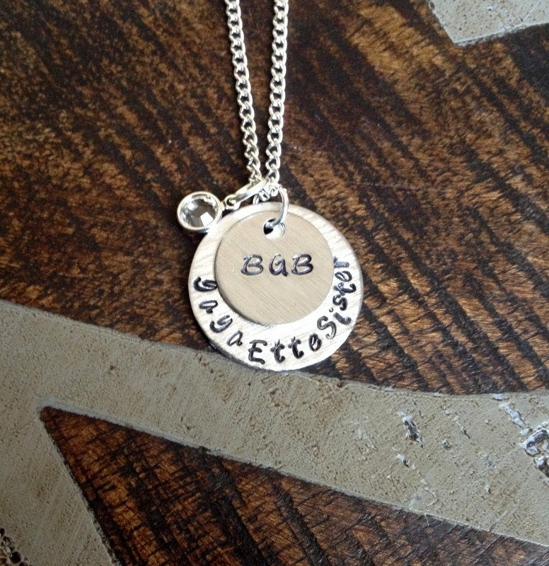Monogram Necklace Silver Handstamped Necklace Initial Necklace Sorority Necklace Personalized Necklace Sister Jewelry Graduation Gift