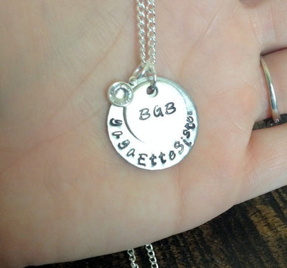 Monogram Necklace Silver Handstamped Necklace Initial Necklace Sorority Necklace Personalized Necklace Sister Jewelry Graduation Gift