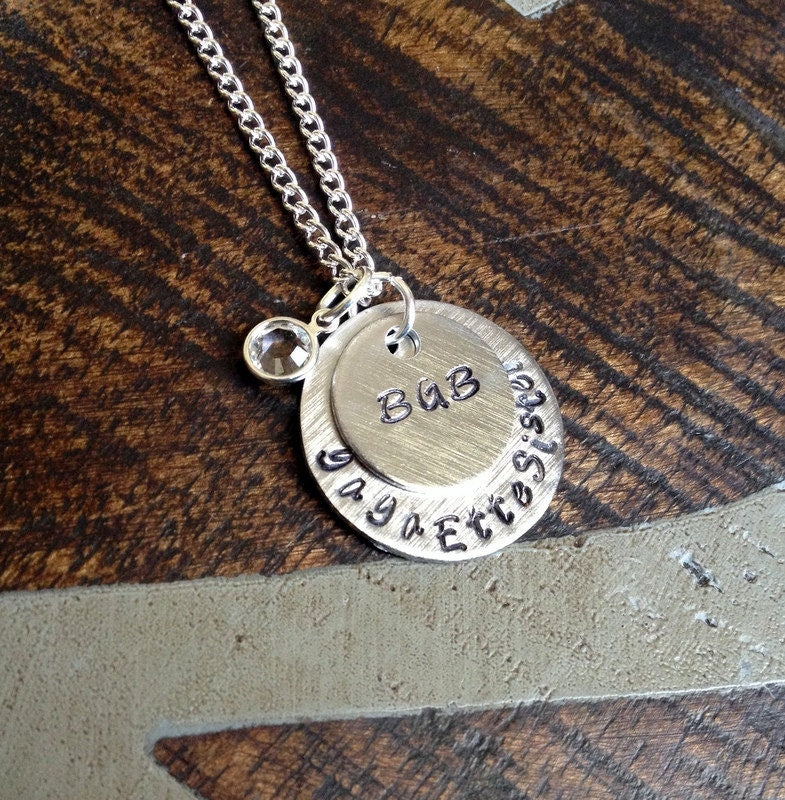 Monogram Necklace Silver Handstamped Necklace Initial Necklace Sorority Necklace Personalized Necklace Sister Jewelry Graduation Gift