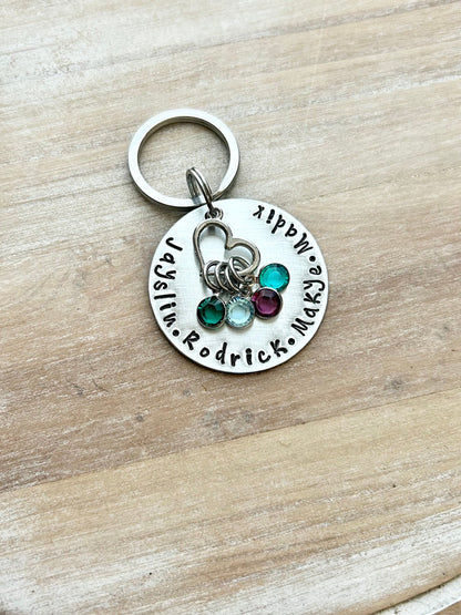 Mama Keychain, Personalized Mothers Gift, Mom Birthday Gift, Birthstone Family Keychain, Custom Mom Keychain