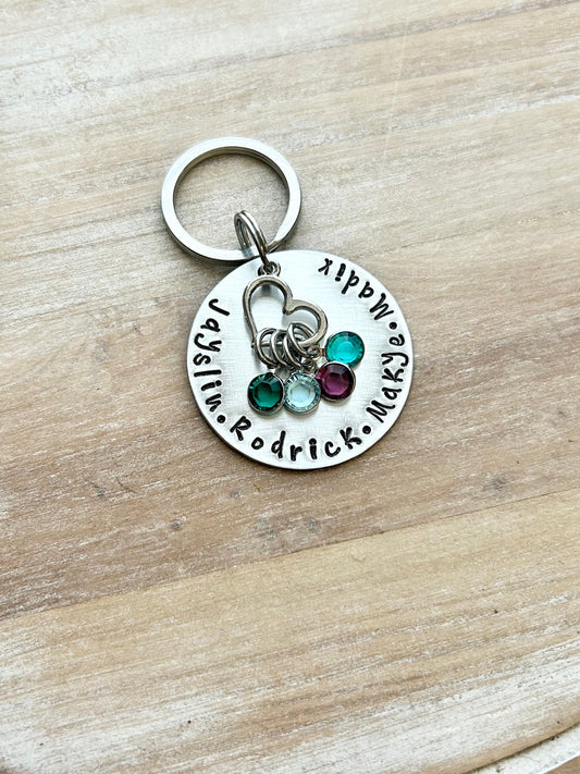 Mama Keychain, Personalized Mothers Gift, Mom Birthday Gift, Birthstone Family Keychain, Custom Mom Keychain