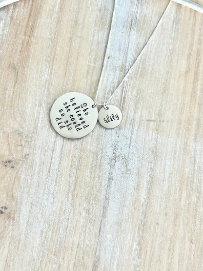 She Believed She Could So She Did Necklace, CLASS of 2024, GRADUATION gift, SENIOR 2024, Graduate Necklace, Inspirational gifts, Name Gift