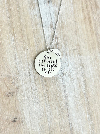 She Believed She Could So She Did Necklace, CLASS of 2024, GRADUATION gift, SENIOR 2024, Graduate Necklace, Inspirational gifts, Name Gift