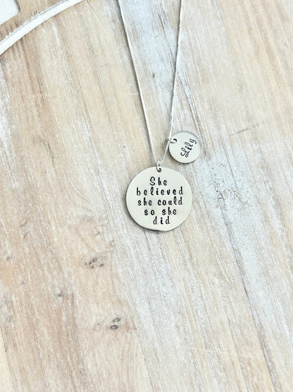 She Believed She Could So She Did Necklace, CLASS of 2024, GRADUATION gift, SENIOR 2024, Graduate Necklace, Inspirational gifts, Name Gift