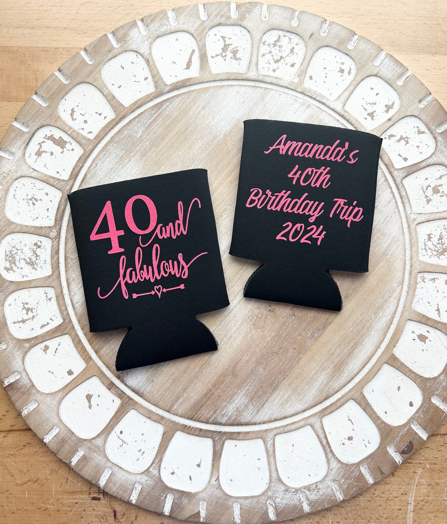 Personalized 40th Birthday Can Coolers: Cheers to 40 Years Party Favors