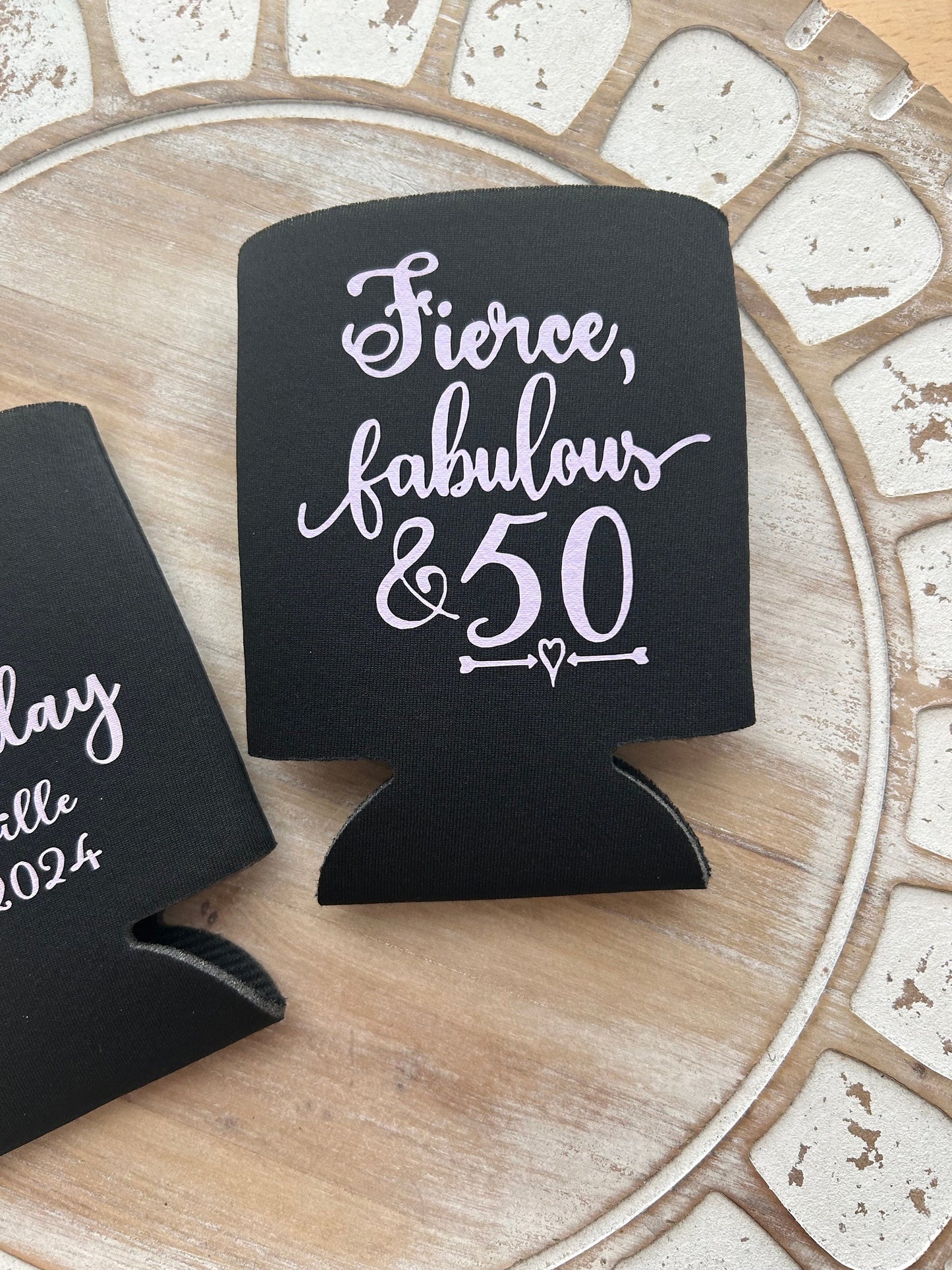 Fierce Fabulous and 50 Can Coolers 50 and Fabulous Fifty Birthday Party Can Coolers Can Coolers for 50th Birthday Favor Birthday Bash