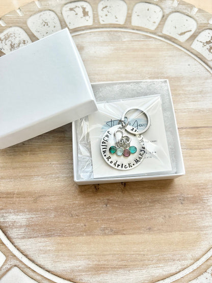 Mama Keychain, Personalized Mothers Gift, Mom Birthday Gift, Birthstone Family Keychain, Custom Mom Keychain