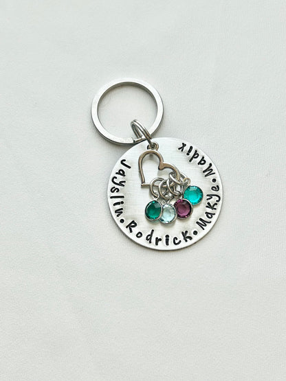 Mama Keychain, Personalized Mothers Gift, Mom Birthday Gift, Birthstone Family Keychain, Custom Mom Keychain