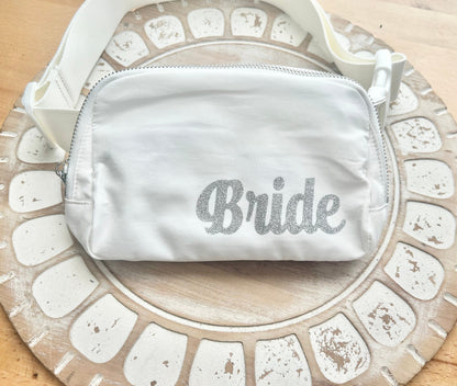 Bride Fanny Pack: Silver Glitter Bachelorette Party Gift