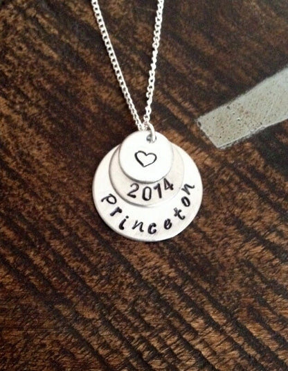 Princeton Hand Stamped Necklace Princeton University Graduation Necklace College Necklace Handstamped College Necklace Gift for Graduate