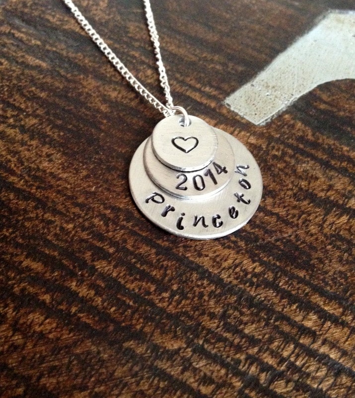 Princeton Hand Stamped Necklace Princeton University Graduation Necklace College Necklace Handstamped College Necklace Gift for Graduate