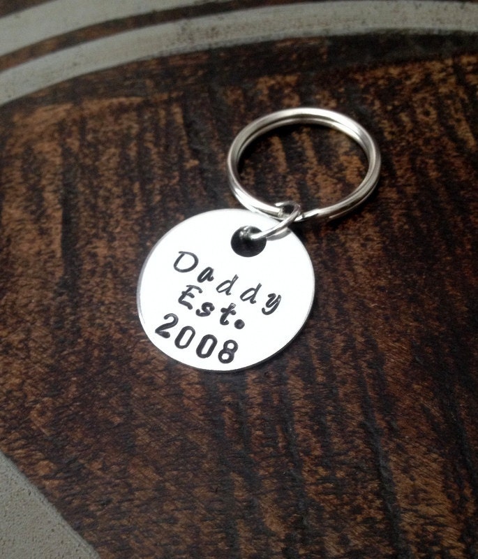 Dad Keychain Daddy Keychain Handstamped Keychain Personalized Keychain Dad Est. Keychain Dad Established Keychain Fathers Day Gift
