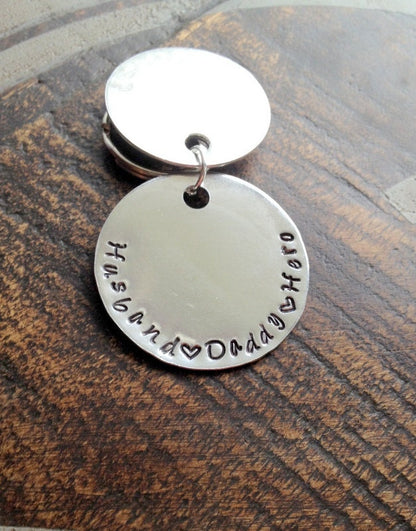 New Dad Keychain Baby Footprint Keychain Fathers Day Gift Handstamped Keychain Daddy Keychain Dad Keychain Gift for Husband Custom Keychain