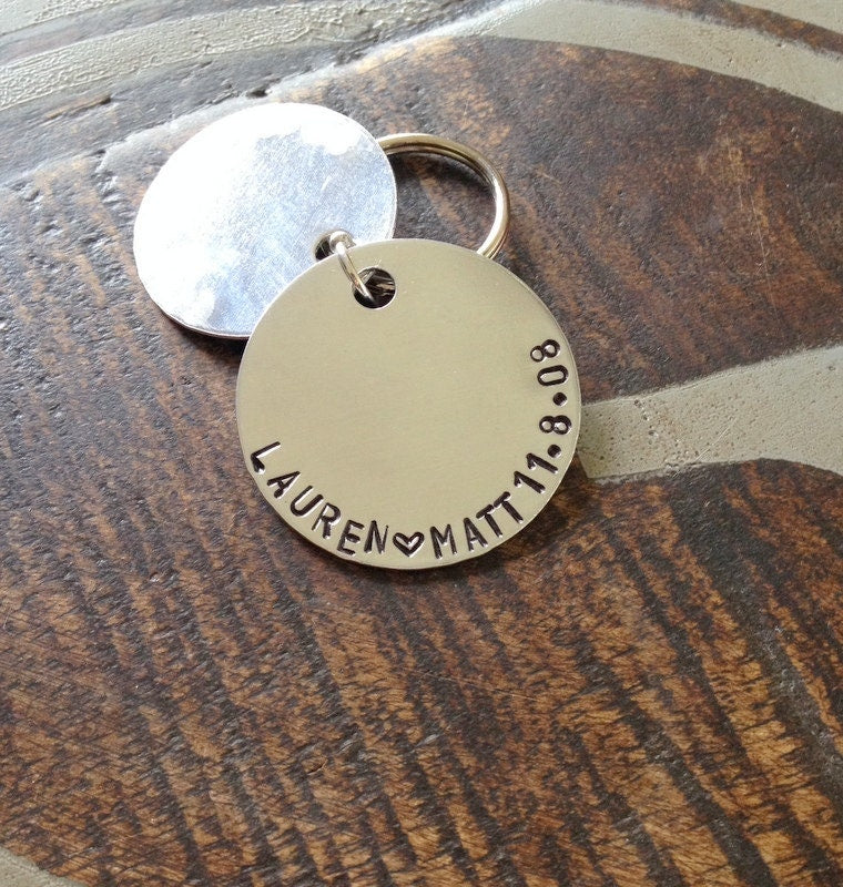 Dad Keychain Daddy Keychain Handstamped Keychain Personalized Keychain Layered Keychain Dad Fathers Day Name Keychain Gift for Dad