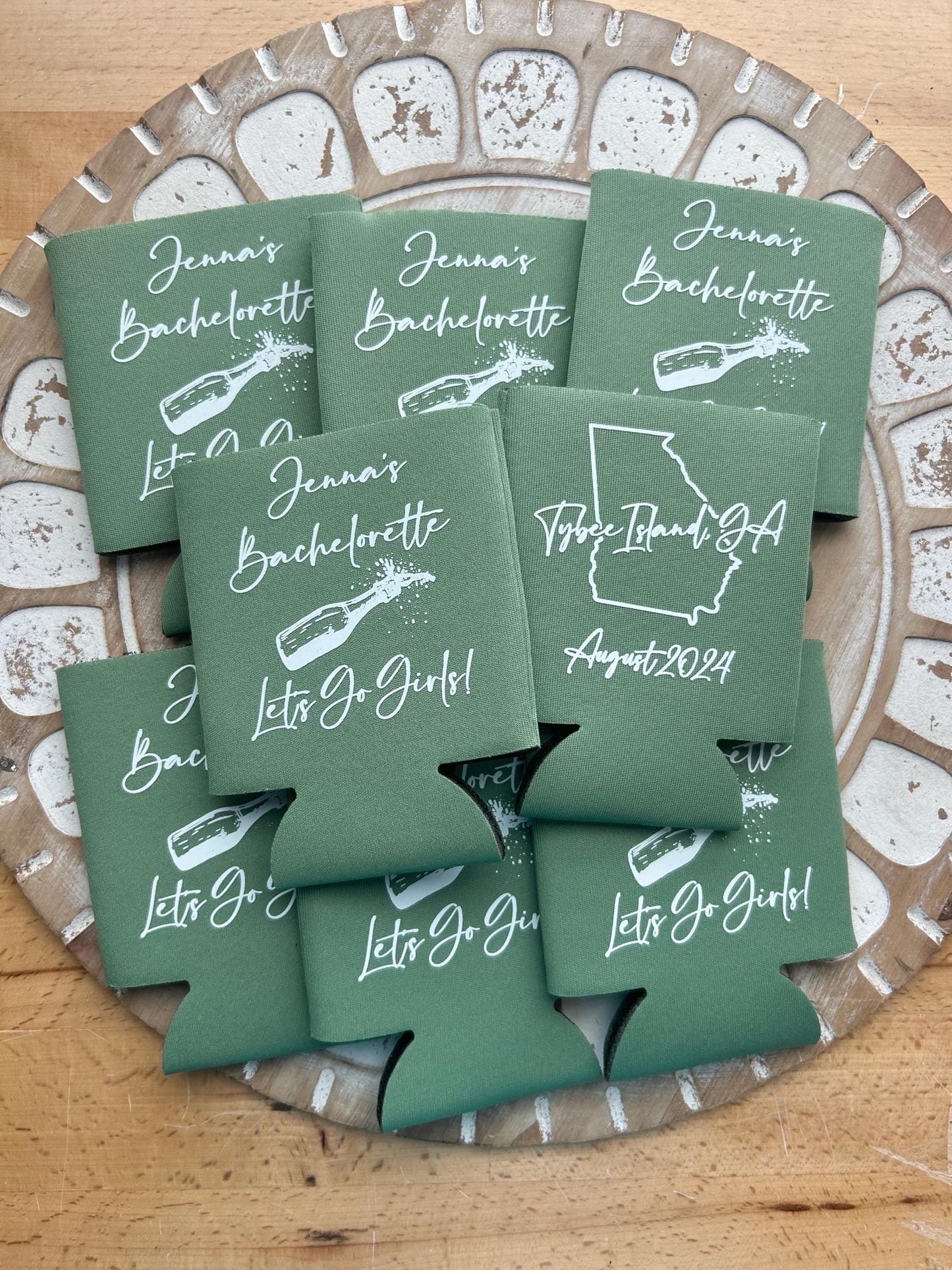 Personalized State Outline Can Coolers: Destination Bachelorette Party Favors