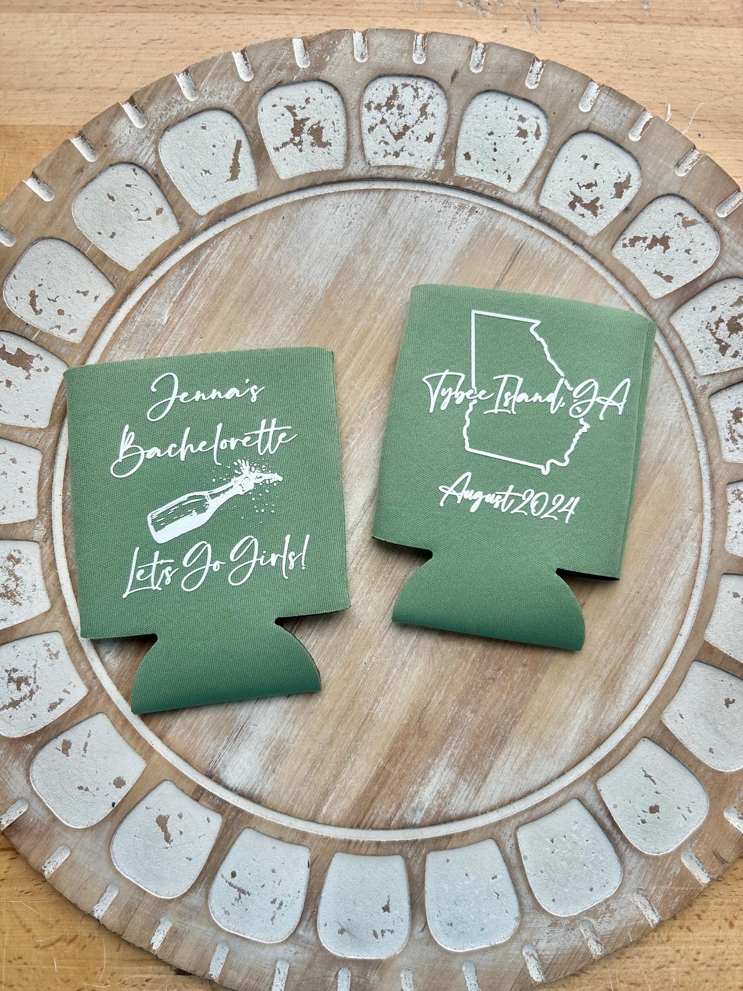 Personalized State Outline Can Coolers: Destination Bachelorette Party Favors