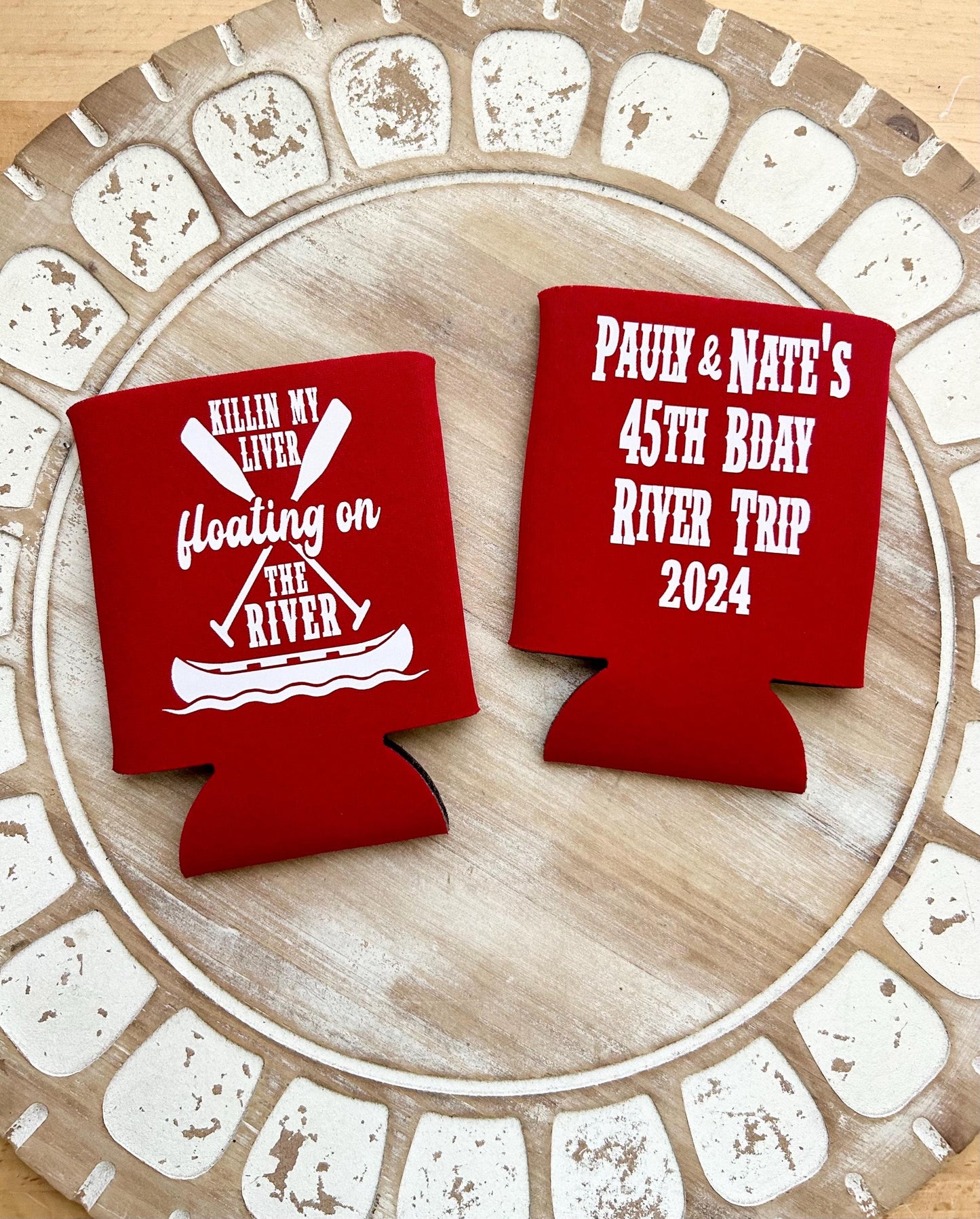 Personalized River Trip Can Cooler: Killin' My Liver Party Favor