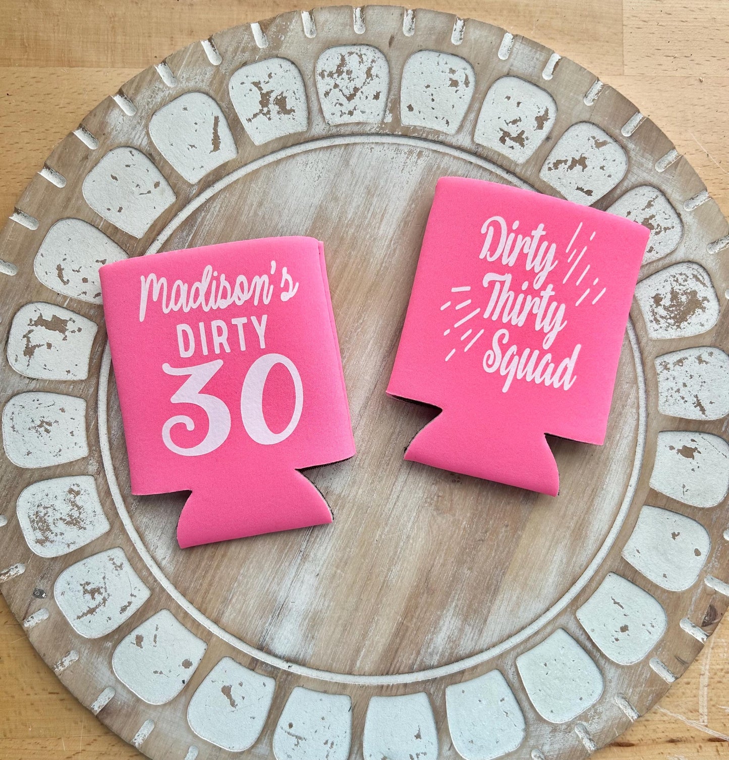 Dirty Thirty Can Cooler: Personalized 30th Birthday Party Favors