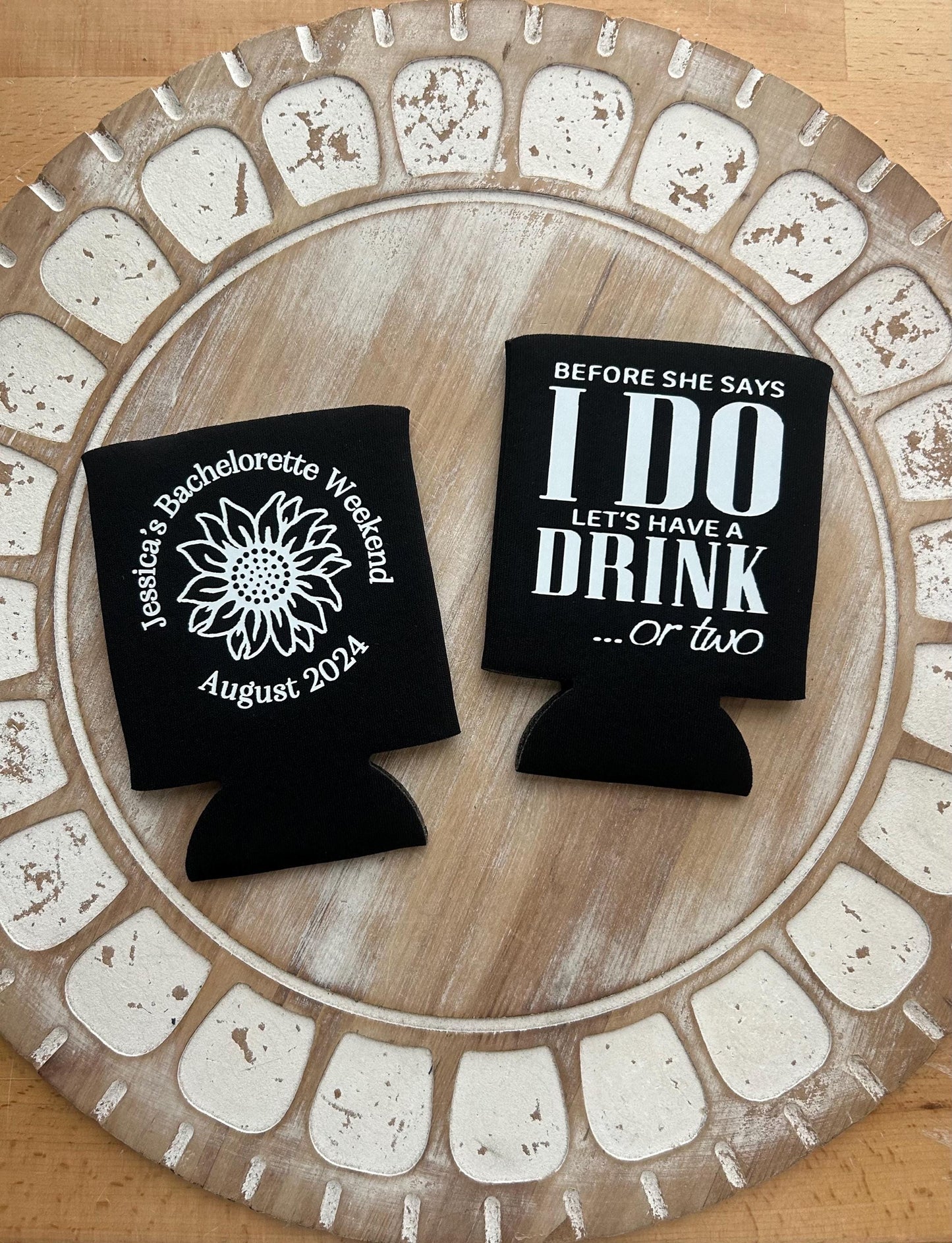 Personalized Bachelorette Can Cooler: 'Before She Says I Do' Party Favor